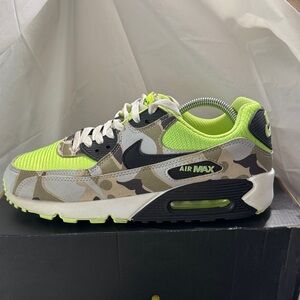Nike Air Max 90 Green Camo Sneakers - Lime Green and Black Camo